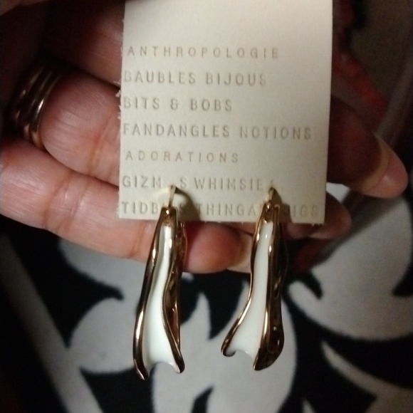 NWT Enamel Inlay Hoop Earrings by Anthropologie - Picture 4 of 4